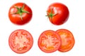 fresh tomato slices isolated on white background. close up. top view Royalty Free Stock Photo