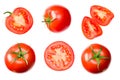 fresh tomato slices isolated on white background. close up. top view Royalty Free Stock Photo