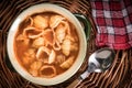 Fresh tomato soup with conchigliette. Royalty Free Stock Photo