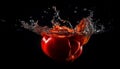 Fresh tomato splashing in water, juicy and ripe generated by AI Royalty Free Stock Photo