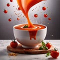 Fresh tomato vegetable soup with liquid splash effect Royalty Free Stock Photo