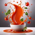 Fresh tomato vegetable soup with liquid splash effect Royalty Free Stock Photo