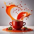 Fresh tomato vegetable soup with liquid splash effect Royalty Free Stock Photo