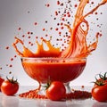 Fresh tomato vegetable soup with liquid splash effect Royalty Free Stock Photo