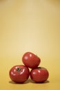 Fresh tomatoes on a bright yellow background in an advertising food photo style. Royalty Free Stock Photo