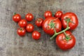 Fresh tomatoes and cherry tomatoes on the vine Royalty Free Stock Photo