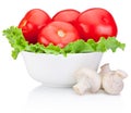 Fresh tomatoes with lettuce in Bowl and Mushroom champignon
