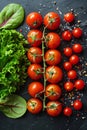 Fresh Tomatoes, Lettuce, and Vegetables on Table Royalty Free Stock Photo