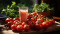 Fresh tomato juice with tomatoes. Generative AI