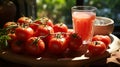 Fresh tomato juice with tomatoes. Generative AI