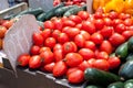 Fresh tomatoes and various vegetables at the market Royalty Free Stock Photo