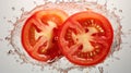 Fresh tomatoes in water splash on black background. Healthy food concept. Royalty Free Stock Photo