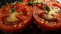 Fresh tomatoes in water splash on black background. Healthy food concept. Royalty Free Stock Photo