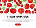 Fresh tomatoes web banner. Ripe organic vegetables. Farmers market, organic food, natural products landing page, website Royalty Free Stock Photo