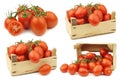 Fresh tomatoes in a wooden box Royalty Free Stock Photo