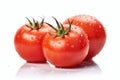 Fresh tomatos with water droplets isolated on white background. Generative Ai Royalty Free Stock Photo