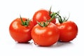 Fresh tomatos with water droplets isolated on white background. Generative Ai Royalty Free Stock Photo