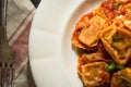 Tortellini with Tomato Sauce and Mozzarella Cheese Royalty Free Stock Photo