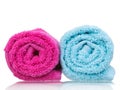 Fresh towel pair rolled-up closeup