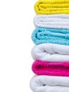 Fresh towels stack closeup side view Royalty Free Stock Photo