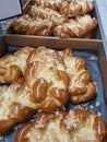 Fresh traditional Czech vanocka - plaited loaf sweet bread in bakery