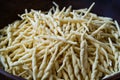 Fresh Trofie Raw Italian Pasta in Wooden Bowl