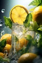 Fresh tropical cocktail with oranges and ice with tropical trees and plants on a dark mystical background Royalty Free Stock Photo