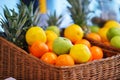 Fresh Tropical fruit basket in supermarket
