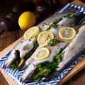 Fresh trout with lemon and different herbs Royalty Free Stock Photo