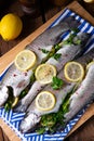 Fresh trout with lemon and different herbs Royalty Free Stock Photo