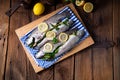 Fresh trout with lemon and different herbs Royalty Free Stock Photo
