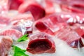Fresh tuna fish on market display Royalty Free Stock Photo