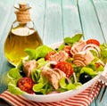 Fresh tuna salad with olive oil dressing Royalty Free Stock Photo