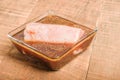 Fresh tuna steak marinating in bowl Royalty Free Stock Photo