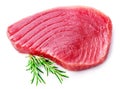 Fresh tuna steak nad rosemary twig isolated on white background Royalty Free Stock Photo