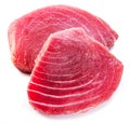 Fresh tuna steaks isolated on white background