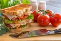 Fresh turkey club sandwich Royalty Free Stock Photo