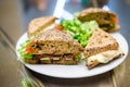 Fresh turkey ham and avocado sandwich Royalty Free Stock Photo