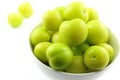 Fresh turkish can erik plum fruits in a small white bowl Royalty Free Stock Photo