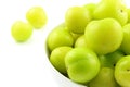 Fresh turkish can erik plum fruits in a small white bowl Royalty Free Stock Photo