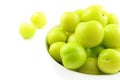 Fresh turkish can erik plum fruits in a small white bowl Royalty Free Stock Photo