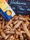 Macro of fresh turmeric or kurkuma of Peru