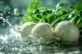 Fresh Turnips Being Washed Under Running Water