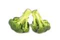 Fresh two green broccoli isolated on a white background Royalty Free Stock Photo