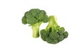 Fresh two green broccoli isolated on a white background Royalty Free Stock Photo