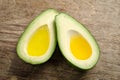 Fresh two halfs of avocado like a bowl for oil