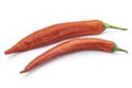 Fresh two red chilli on white background Royalty Free Stock Photo