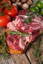 Fresh Two Slices Beef Steaks Rosemary Ingredients Cooking Recipe Book Sale Meat Stores Banner Royalty Free Stock Photo