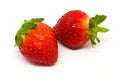 Fresh two strawberry or red berry isolated on white background with clipping path or make selection. Royalty Free Stock Photo