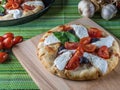 Fresh unbaked homemade italian pizza Royalty Free Stock Photo